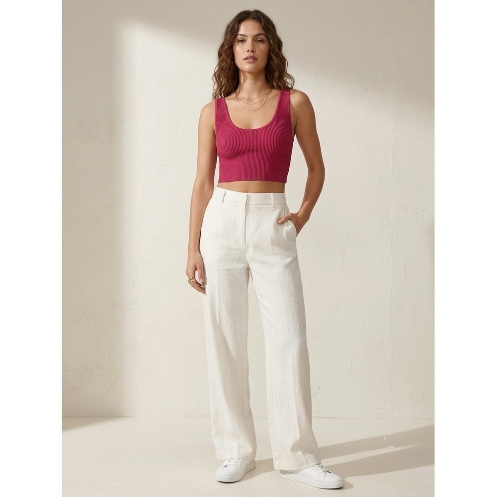 Babaton Sculpt Knit Cropped Tank Pink Ribbed Scoop Neck Top Size M 100345